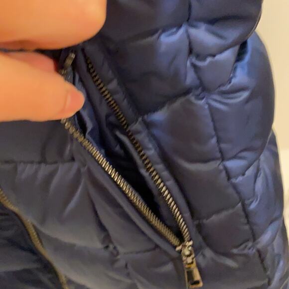 NWT INC International Concepts Faux-Fur Trim Hooded Puffer Co Royal blue S - Picture 11 of 16